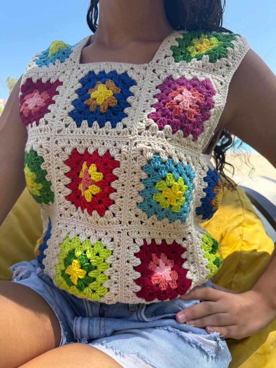 Boho Patchwork Crochet Tank